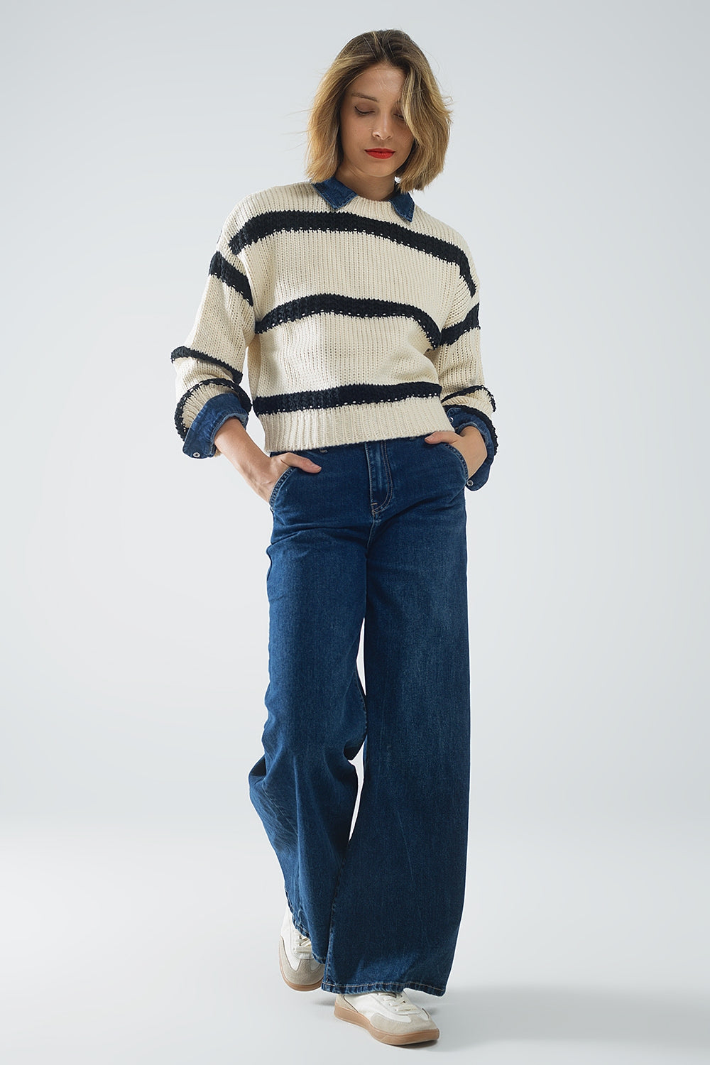 Womens Relaxed Beige Sweater