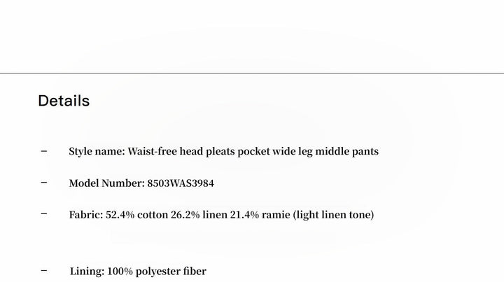 Linen Waistless Pleated Wide-Leg shorts
