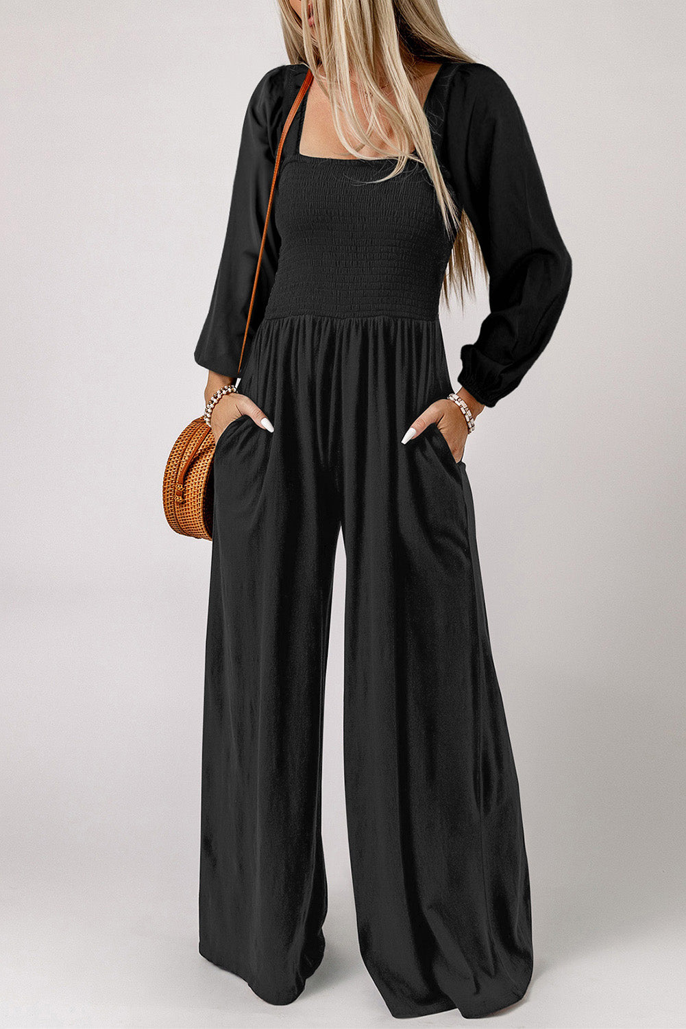Square Neck Raglan Sleeve Jumpsuit with Pocket - Jumpsuit - Wild Willows Boutique - Massapequa, NY, affordable and fashionable clothing for women of all ages. Bottoms, tops, dresses, intimates, outerwear, sweater, shoes, accessories, jewelry, active wear, and more // Wild Willow Boutique.