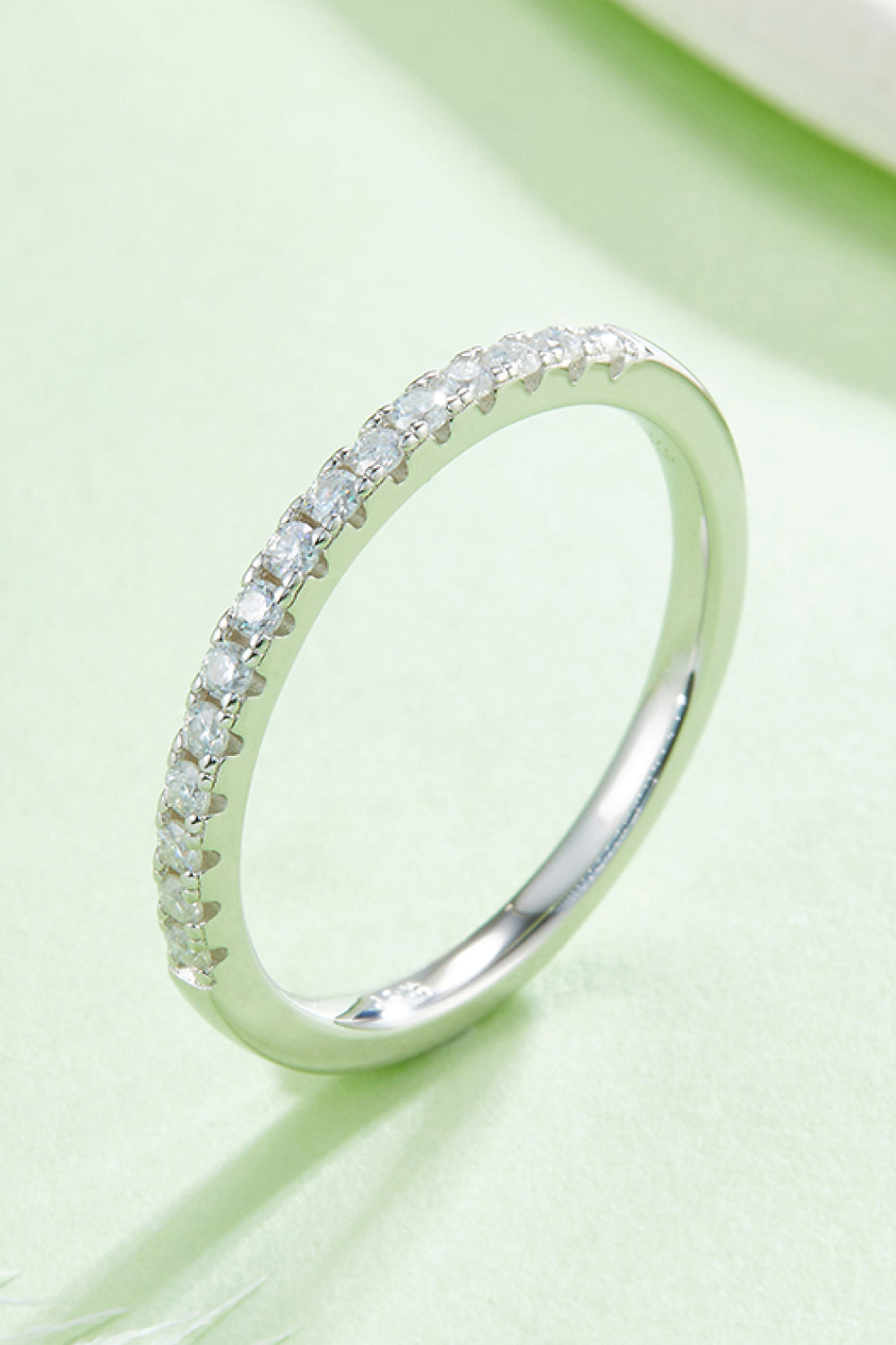 Moissanite Platinum-Plated Half-Eternity Ring - Accessories - Wild Willows Boutique - Massapequa, NY, affordable and fashionable clothing for women of all ages. Bottoms, tops, dresses, intimates, outerwear, sweater, shoes, accessories, jewelry, active wear, and more // Wild Willow Boutique.