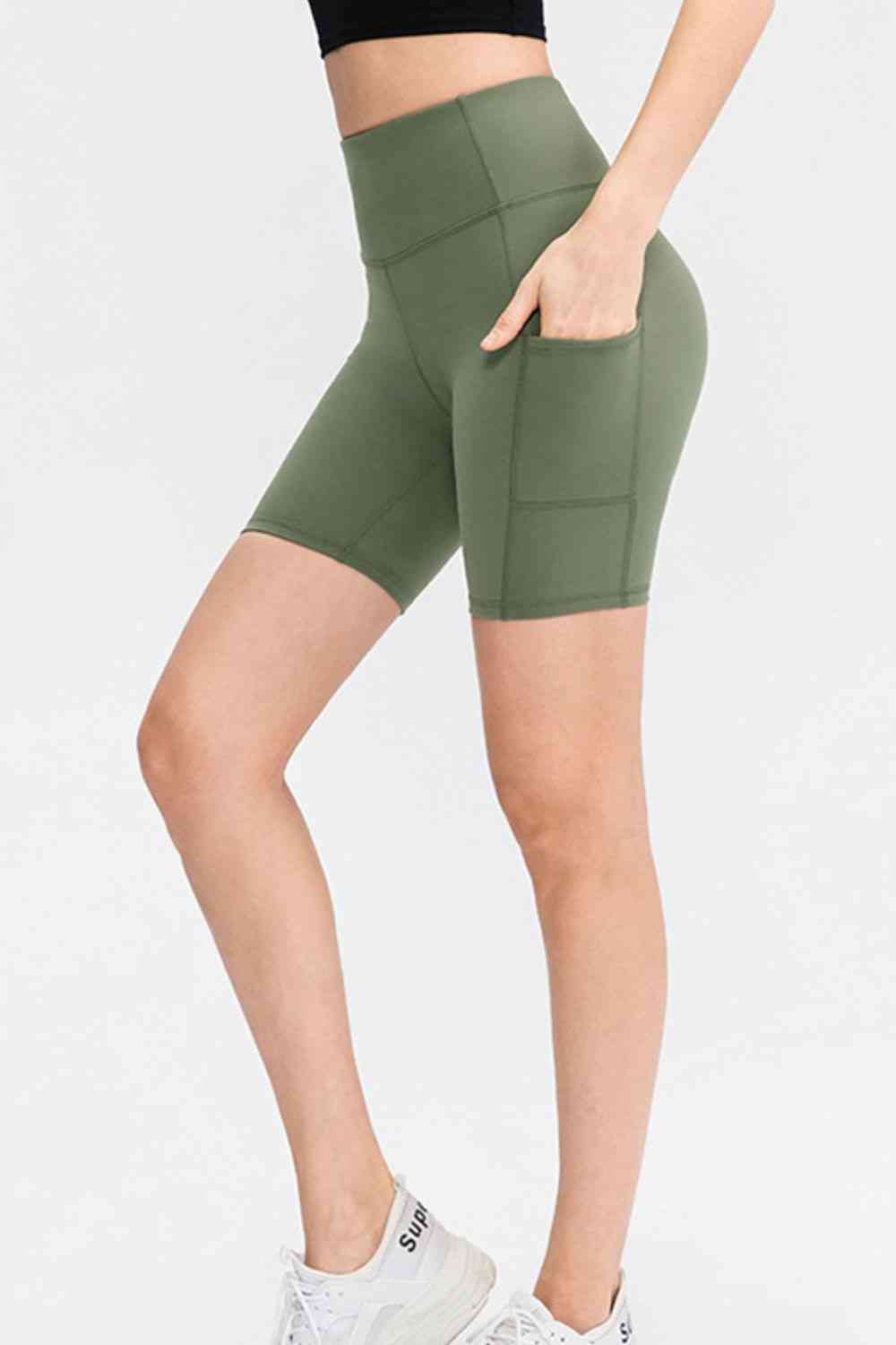 Wide Waistband Sports Shorts with Pockets -  - Wild Willows Boutique - Massapequa, NY, affordable and fashionable clothing for women of all ages. Bottoms, tops, dresses, intimates, outerwear, sweater, shoes, accessories, jewelry, active wear, and more // Wild Willow Boutique.
