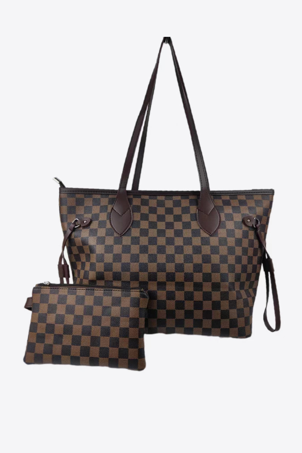 Checkered PVC Two-Piece Bag Set - Tote - Wild Willows Boutique - Massapequa, NY, affordable and fashionable clothing for women of all ages. Bottoms, tops, dresses, intimates, outerwear, sweater, shoes, accessories, jewelry, active wear, and more // Wild Willow Boutique.