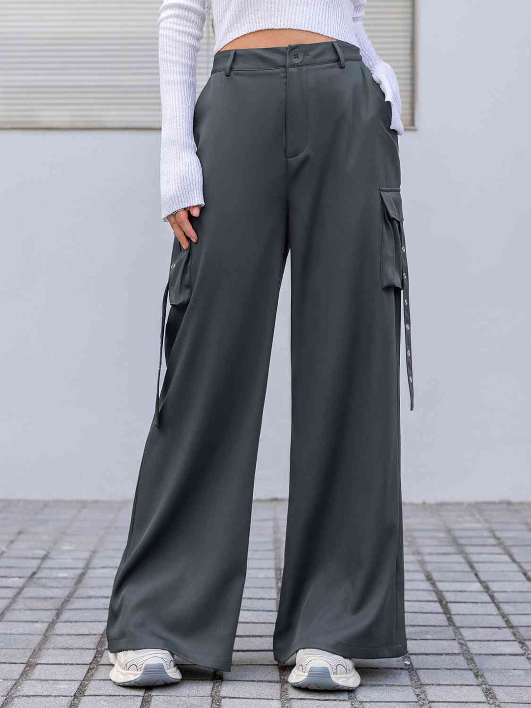 Wide Leg Cargo Pants - Pants - Wild Willows Boutique - Massapequa, NY, affordable and fashionable clothing for women of all ages. Bottoms, tops, dresses, intimates, outerwear, sweater, shoes, accessories, jewelry, active wear, and more // Wild Willow Boutique.
