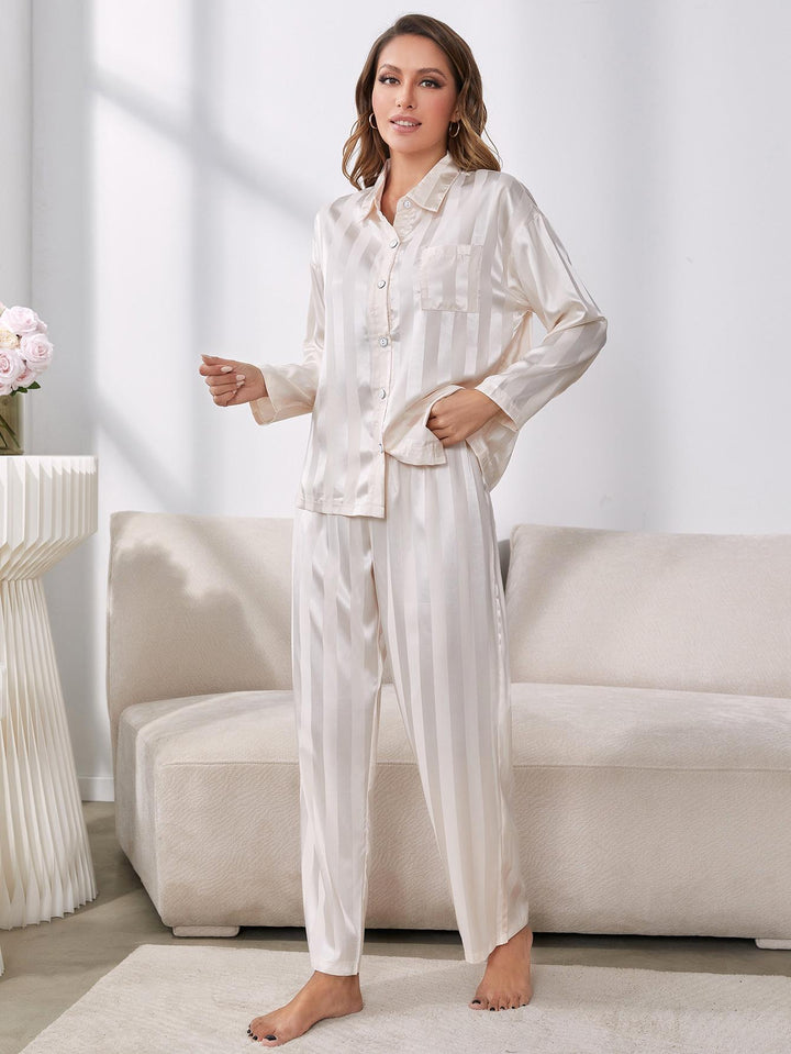 Button-Up Shirt and Pants Pajama Set - pajamas - Wild Willows Boutique - Massapequa, NY, affordable and fashionable clothing for women of all ages. Bottoms, tops, dresses, intimates, outerwear, sweater, shoes, accessories, jewelry, active wear, and more // Wild Willow Boutique.