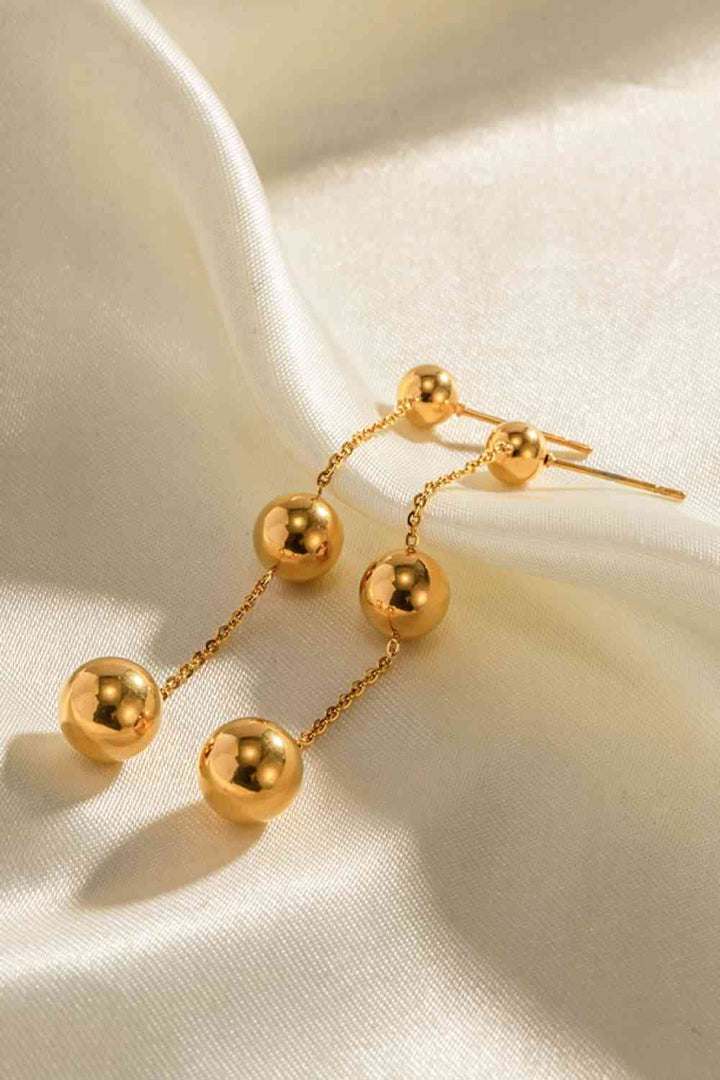 Ball Bead and Chain Stainless Steel Earrings - Earrings - Wild Willows Boutique - Massapequa, NY, affordable and fashionable clothing for women of all ages. Bottoms, tops, dresses, intimates, outerwear, sweater, shoes, accessories, jewelry, active wear, and more // Wild Willow Boutique.