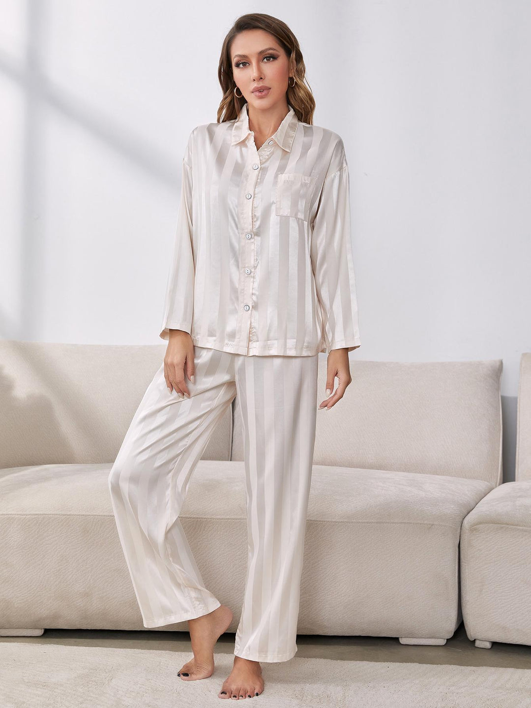 Button-Up Shirt and Pants Pajama Set - pajamas - Wild Willows Boutique - Massapequa, NY, affordable and fashionable clothing for women of all ages. Bottoms, tops, dresses, intimates, outerwear, sweater, shoes, accessories, jewelry, active wear, and more // Wild Willow Boutique.