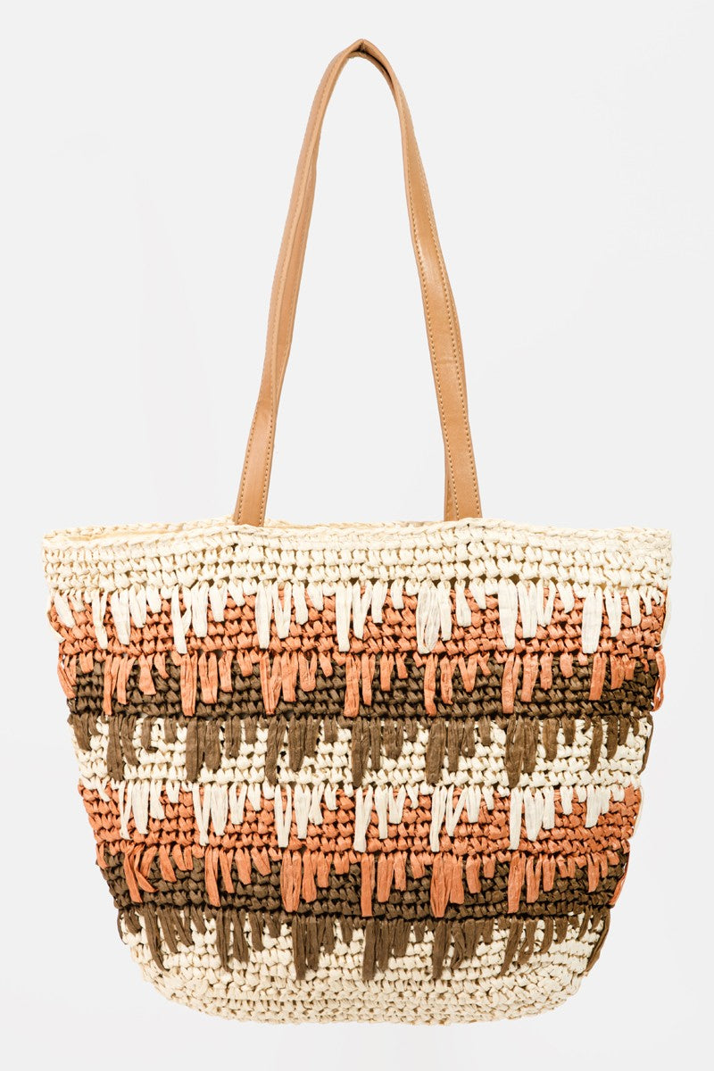 Fame straw braided striped tote bag-Wild Willows Boutique NY-Massapequa New York- Affordable and fashionable clothing for women of all ages. Bottoms, top dresses intimates out of wear, sweaters shoes, accessories, jewelry, activewear, and more//Wild Willows Boutique