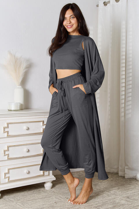 Tank, Pants, Cardigan Set -  - Wild Willows Boutique - Massapequa, NY, affordable and fashionable clothing for women of all ages. Bottoms, tops, dresses, intimates, outerwear, sweater, shoes, accessories, jewelry, active wear, and more // Wild Willow Boutique.