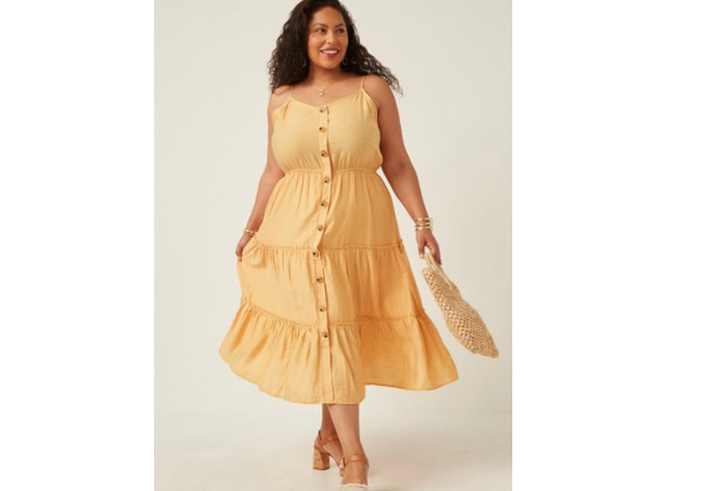 Hayden Los Angeles Mustard Plus Size Dress -  - Wild Willows Boutique - Massapequa, NY, affordable and fashionable clothing for women of all ages. Bottoms, tops, dresses, intimates, outerwear, sweater, shoes, accessories, jewelry, active wear, and more // Wild Willow Boutique.