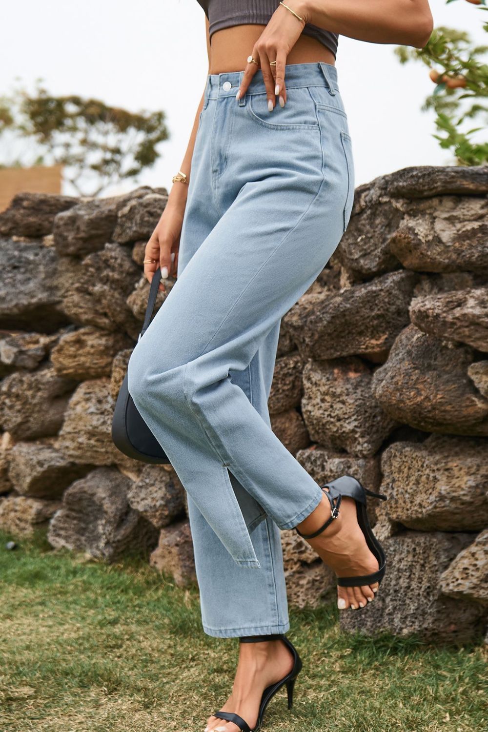 High Waist Loose Fit Ankle Slit Jeans - Jeans - Wild Willows Boutique - Massapequa, NY, affordable and fashionable clothing for women of all ages. Bottoms, tops, dresses, intimates, outerwear, sweater, shoes, accessories, jewelry, active wear, and more // Wild Willow Boutique.