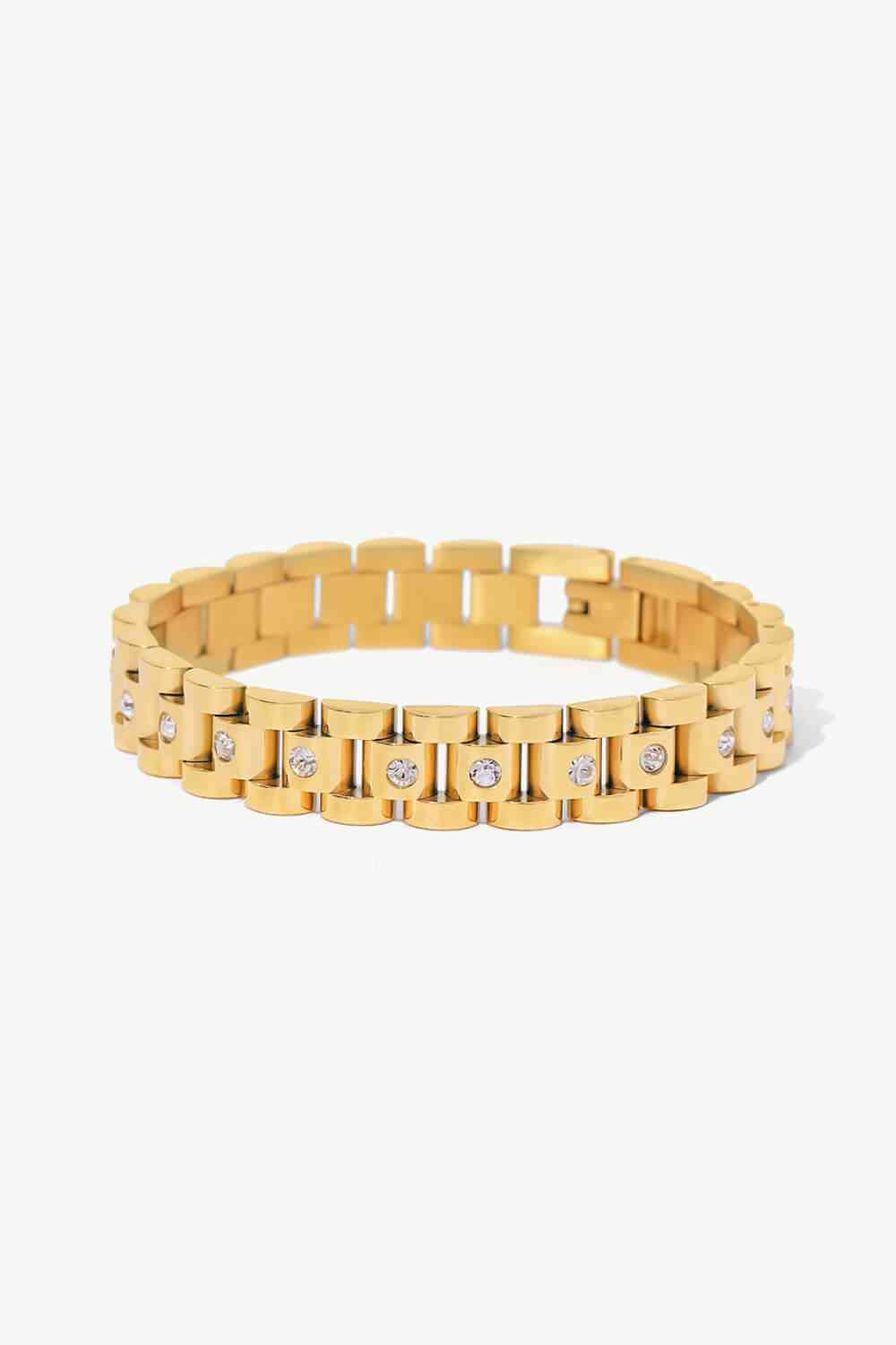 18K Gold-Plated Watch Band Bracelet - Bracelet - Wild Willows Boutique - Massapequa, NY, affordable and fashionable clothing for women of all ages. Bottoms, tops, dresses, intimates, outerwear, sweater, shoes, accessories, jewelry, active wear, and more // Wild Willow Boutique.