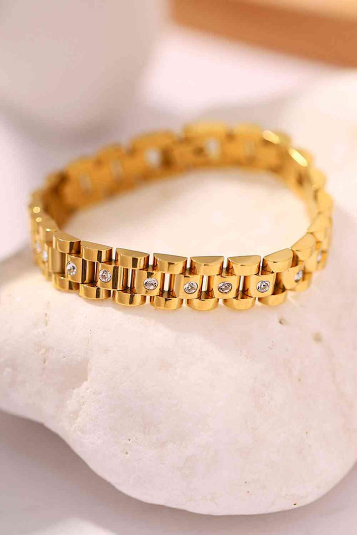 18K Gold-Plated Watch Band Bracelet - Bracelet - Wild Willows Boutique - Massapequa, NY, affordable and fashionable clothing for women of all ages. Bottoms, tops, dresses, intimates, outerwear, sweater, shoes, accessories, jewelry, active wear, and more // Wild Willow Boutique.