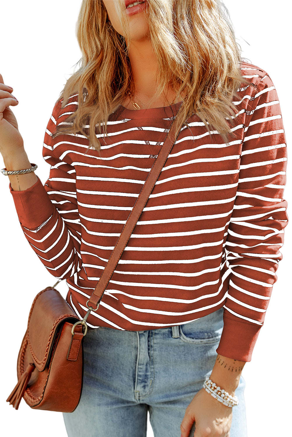 Striped Long Sleeve Round Neck Top - Top - Wild Willows Boutique - Massapequa, NY, affordable and fashionable clothing for women of all ages. Bottoms, tops, dresses, intimates, outerwear, sweater, shoes, accessories, jewelry, active wear, and more // Wild Willow Boutique.