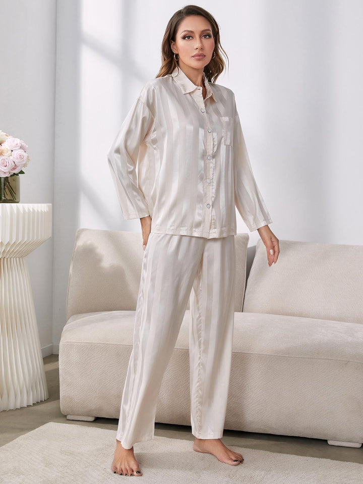 Button-Up Shirt and Pants Pajama Set - pajamas - Wild Willows Boutique - Massapequa, NY, affordable and fashionable clothing for women of all ages. Bottoms, tops, dresses, intimates, outerwear, sweater, shoes, accessories, jewelry, active wear, and more // Wild Willow Boutique.