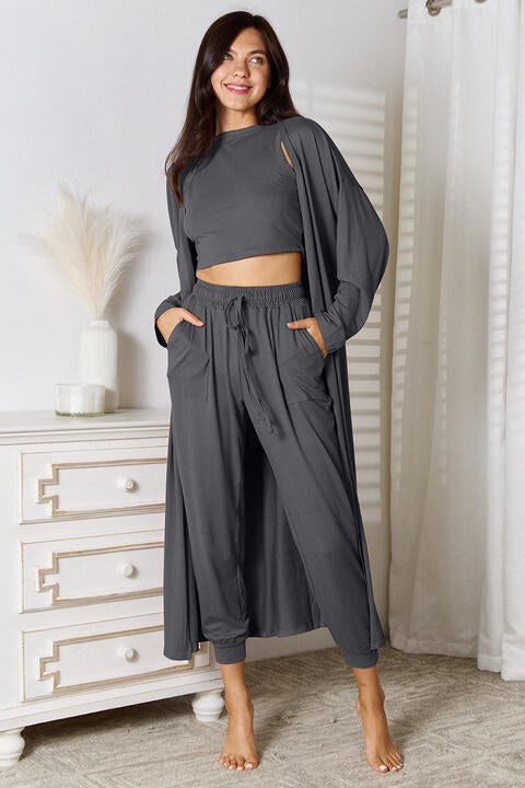 Tank, Pants, Cardigan Set -  - Wild Willows Boutique - Massapequa, NY, affordable and fashionable clothing for women of all ages. Bottoms, tops, dresses, intimates, outerwear, sweater, shoes, accessories, jewelry, active wear, and more // Wild Willow Boutique.