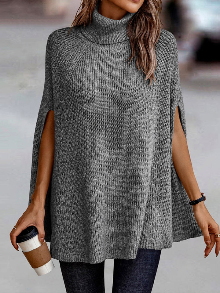 Turtleneck Dolman Sleeve Poncho - poncho - Wild Willows Boutique - Massapequa, NY, affordable and fashionable clothing for women of all ages. Bottoms, tops, dresses, intimates, outerwear, sweater, shoes, accessories, jewelry, active wear, and more // Wild Willow Boutique.