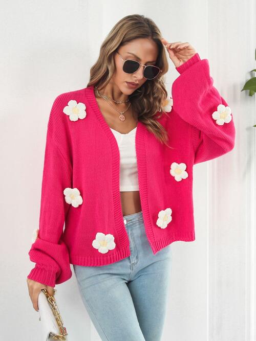 Floral Open Front Long Sleeve Cardigan -  - Wild Willows Boutique - Massapequa, NY, affordable and fashionable clothing for women of all ages. Bottoms, tops, dresses, intimates, outerwear, sweater, shoes, accessories, jewelry, active wear, and more // Wild Willow Boutique.