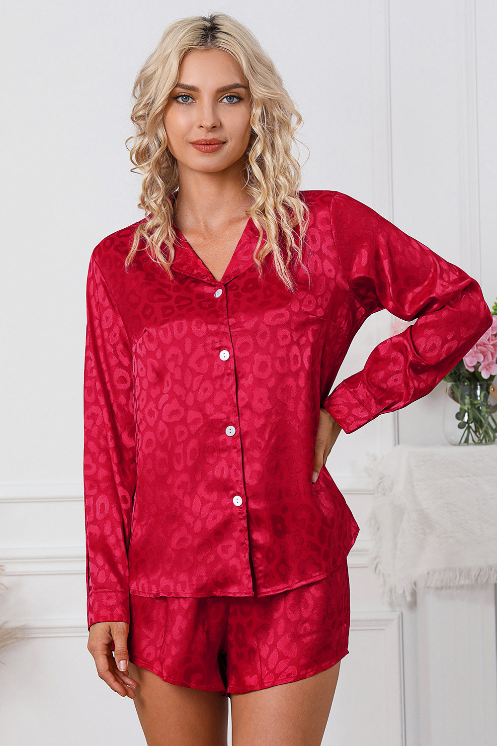 Long Sleeve Shirt and Shorts Lounge Set - pajamas - Wild Willows Boutique - Massapequa, NY, affordable and fashionable clothing for women of all ages. Bottoms, tops, dresses, intimates, outerwear, sweater, shoes, accessories, jewelry, active wear, and more // Wild Willow Boutique.