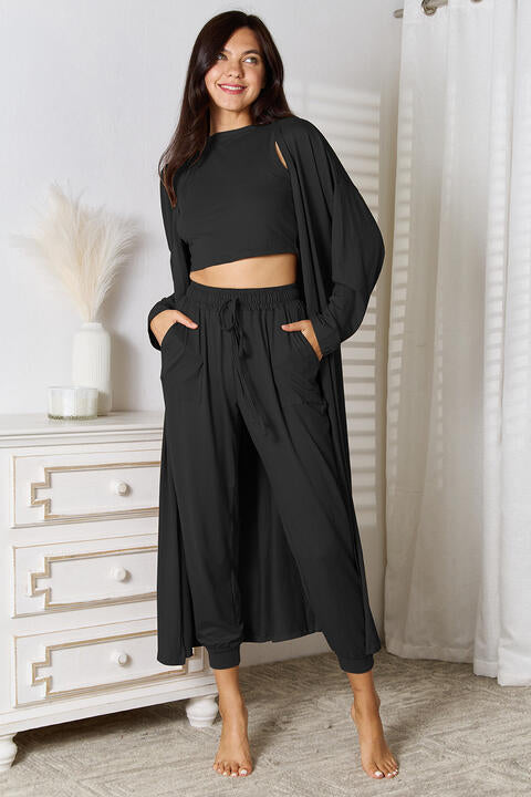 Tank, Pants, Cardigan Set -  - Wild Willows Boutique - Massapequa, NY, affordable and fashionable clothing for women of all ages. Bottoms, tops, dresses, intimates, outerwear, sweater, shoes, accessories, jewelry, active wear, and more // Wild Willow Boutique.